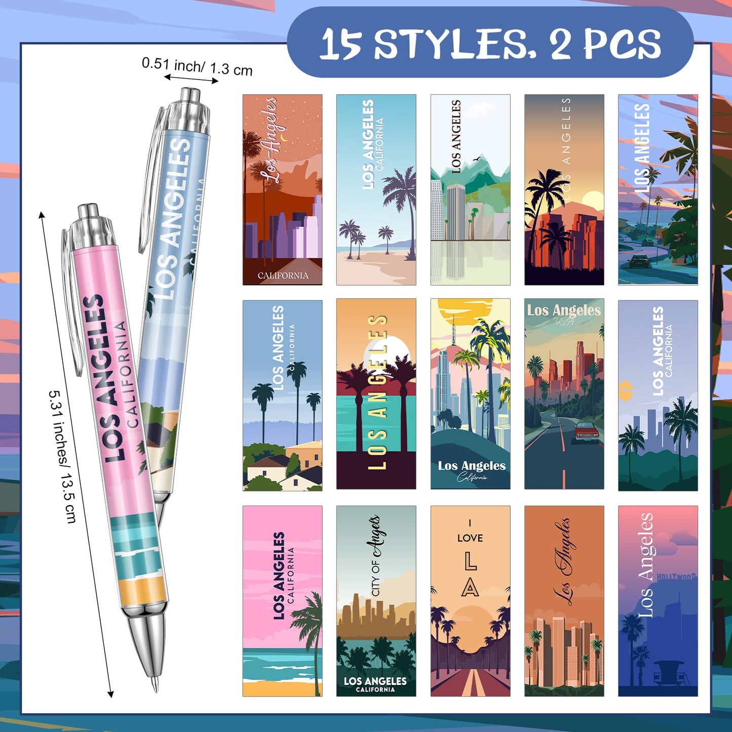 Sayglossy 30 Pcs Los Angeles Souvenirs Gifts Travel Ballpoint Pens
