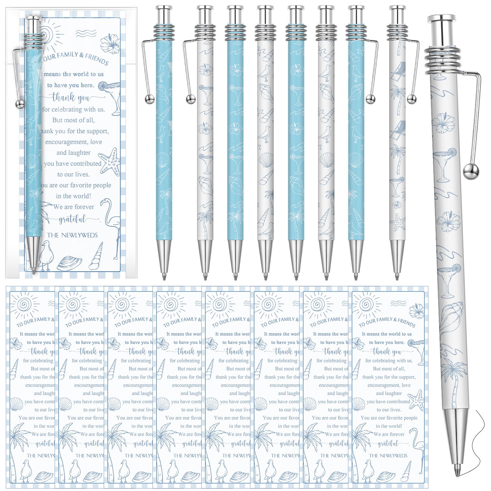 Tenceur 50 Set Beach Wedding Pens Gifts for Guests Bridal Shower