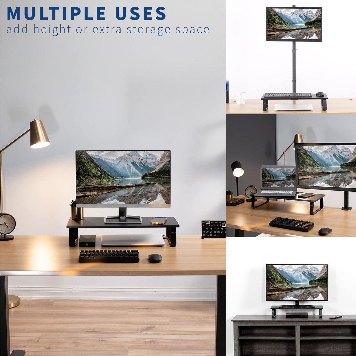 VIVO Monitor and Laptop Stand, 24 inch Desktop Riser, Black, STAND-V000D