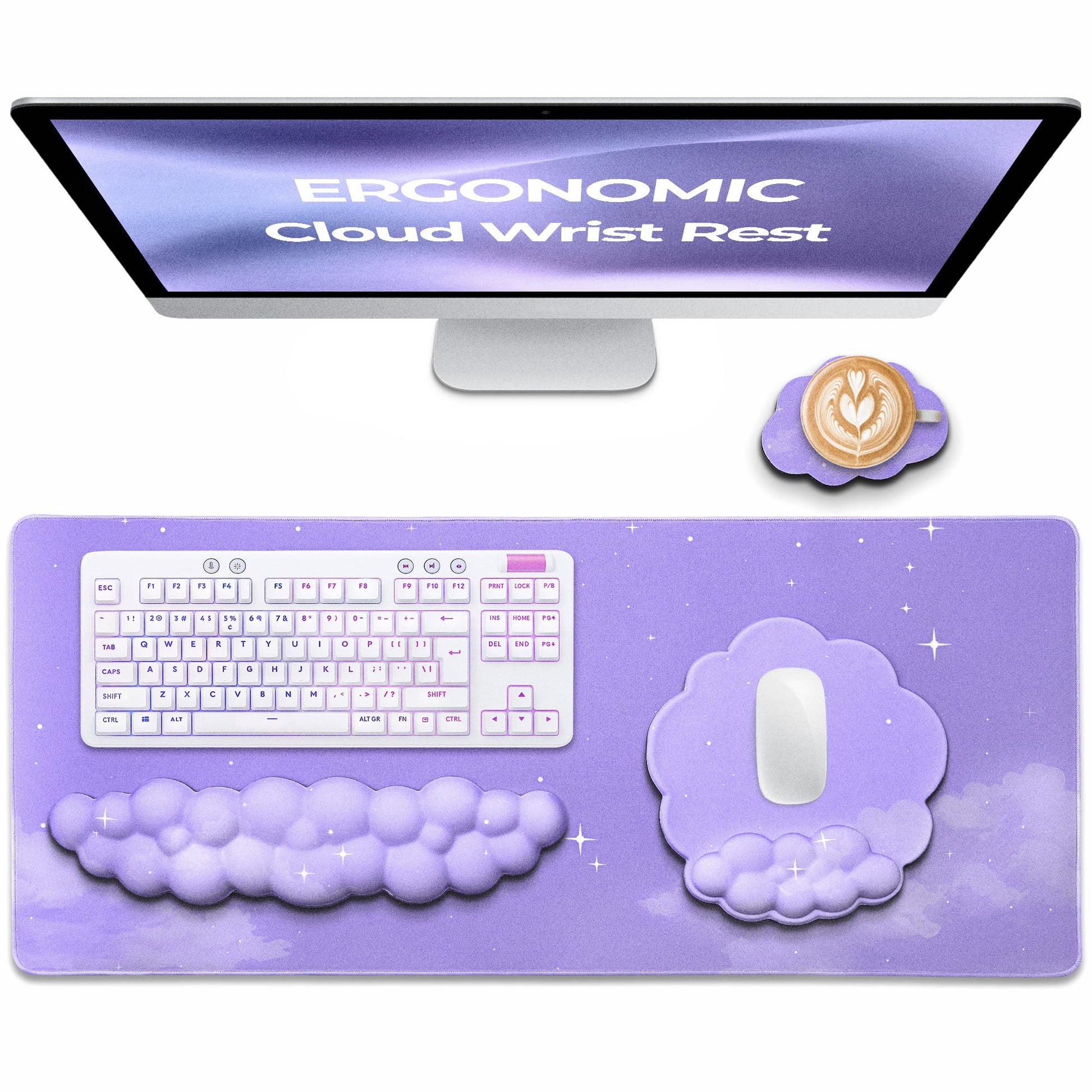 TheTrulyCharter Premium Quality Cloud Wrist Rest Keyboard & Mouse Pad Set – Ergonomic Memory Foam