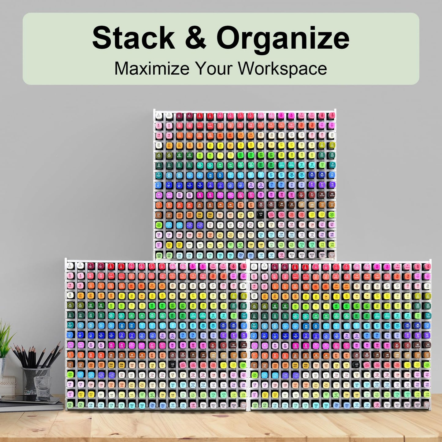 LOSADY Marker Organizer, 270-Slot Marker Holder with Adjustable Dividers