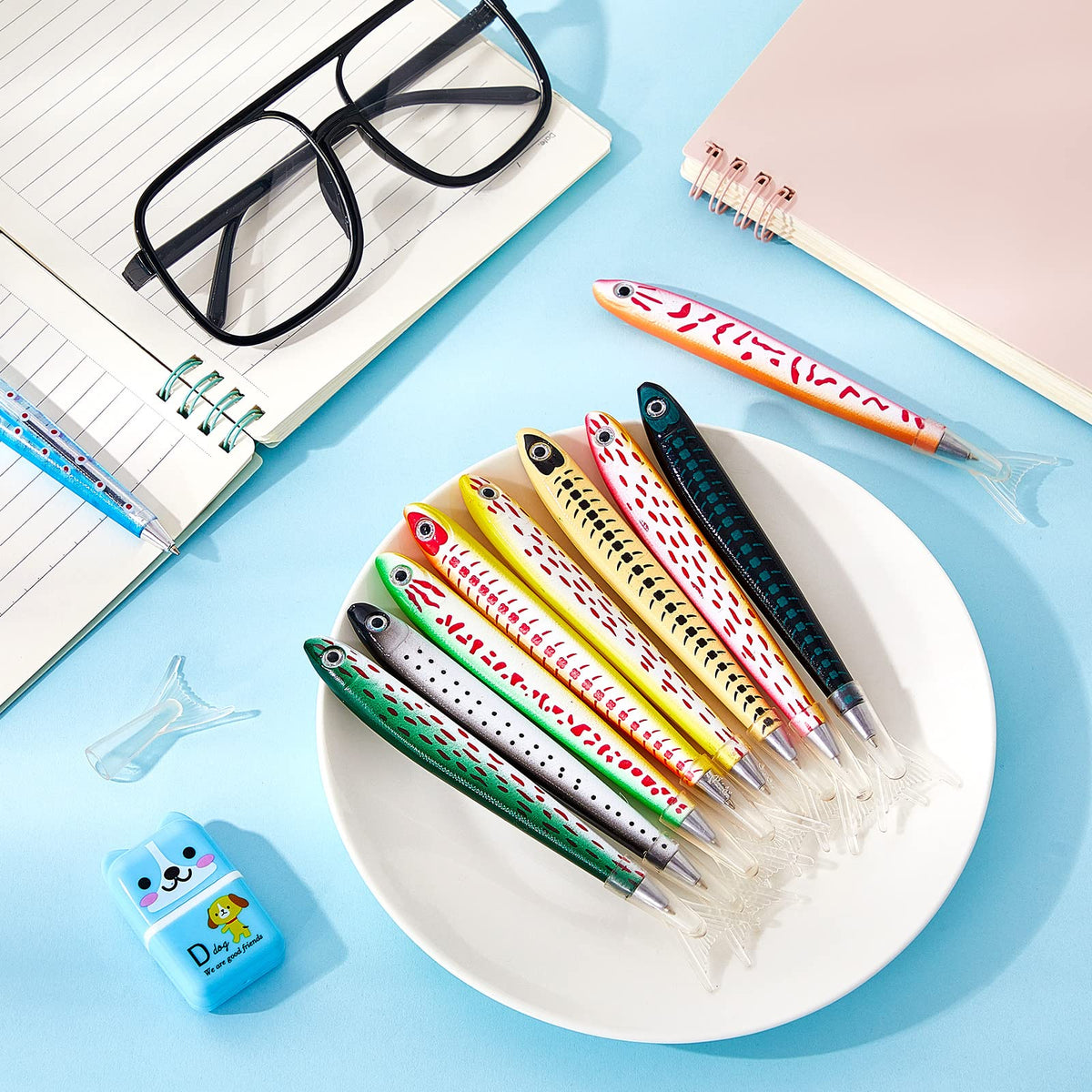 Outus Fish Ballpoint Pens Novelty Kawaii Fish Pens 0.7 mm Black Ink Writing Ballpoint Bulk