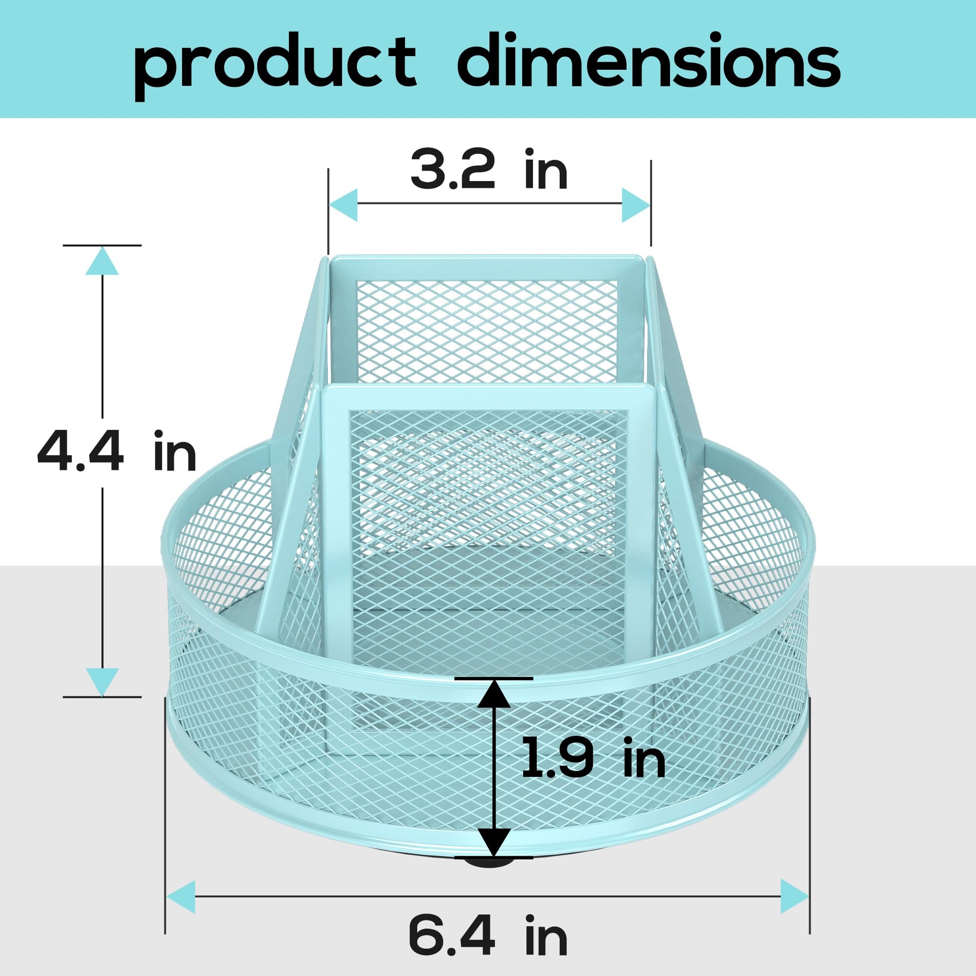YINGHUA 360°Rotating Mesh Desk Organizer & Pen Holder - Blue