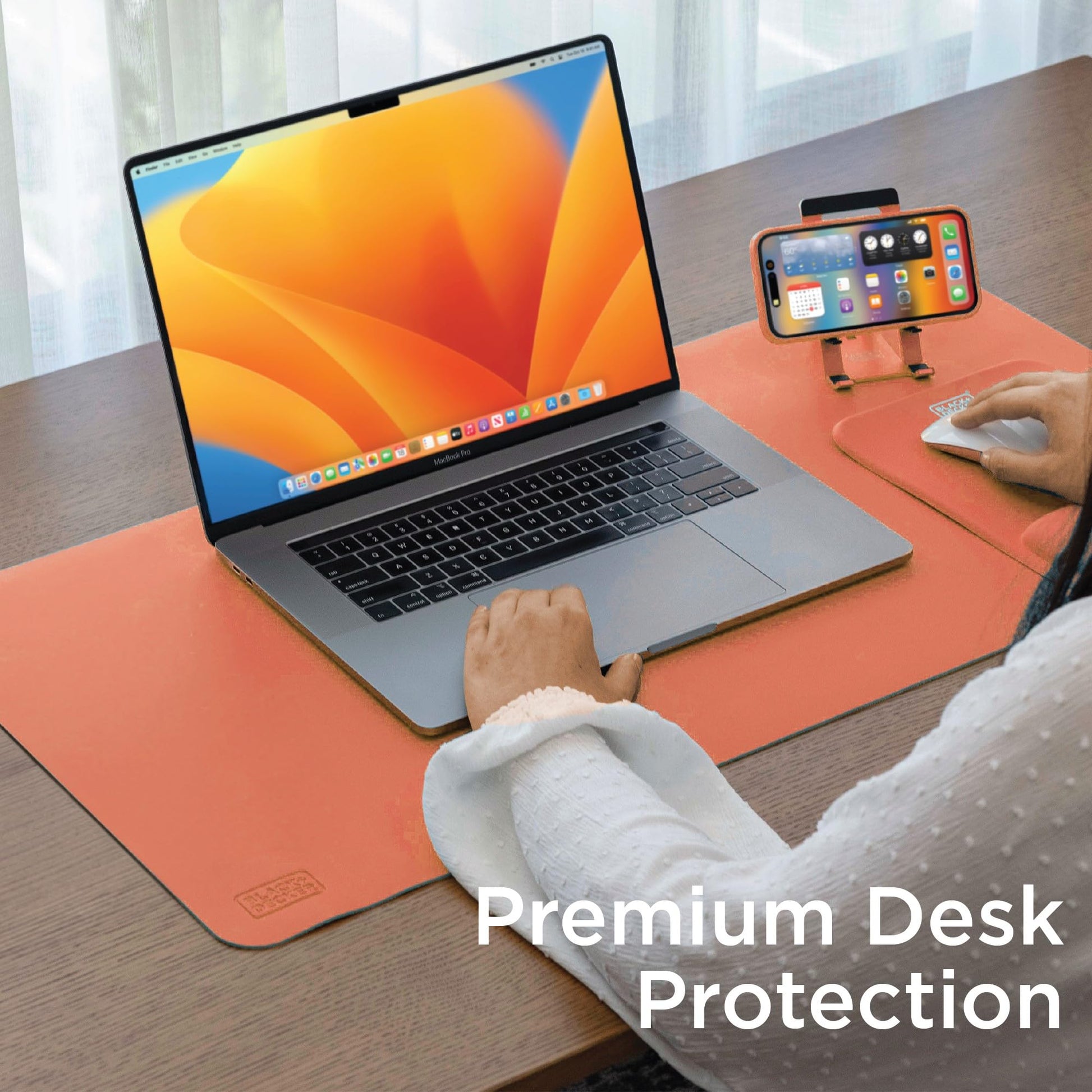 Black+Decker Faux Leather Desk Mat for Keyboard & Mouse