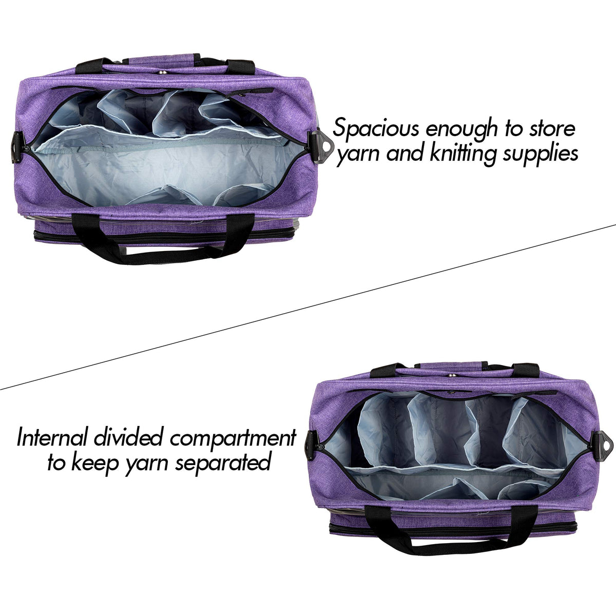 Teamoy Knitting Tote with Inner Dividers for WIP, Yarn Skeins and Knitting Accessories, Yarn