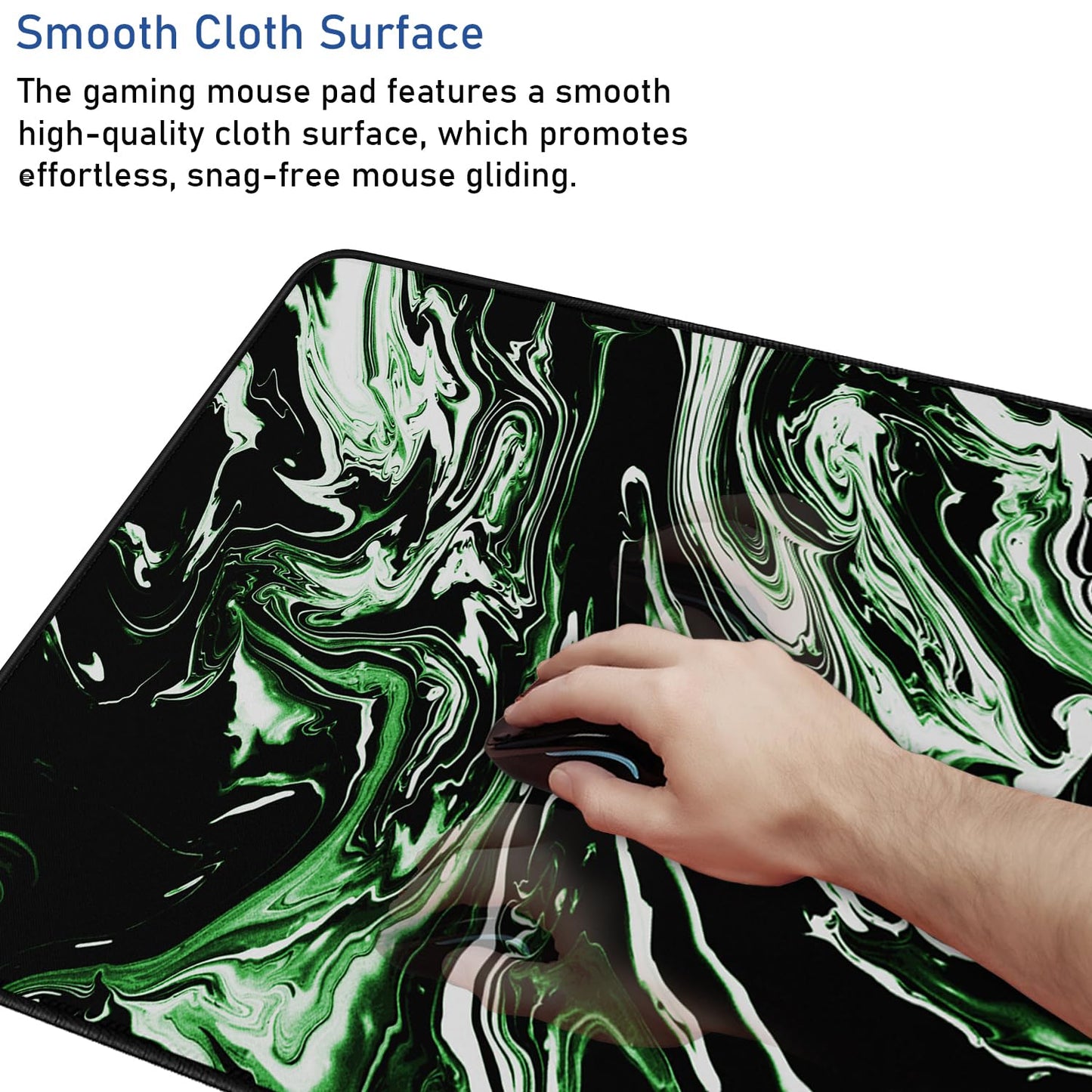 Large Extended Mouse Pad with Stitched Edges, Non-Slip Natural Rubber Base