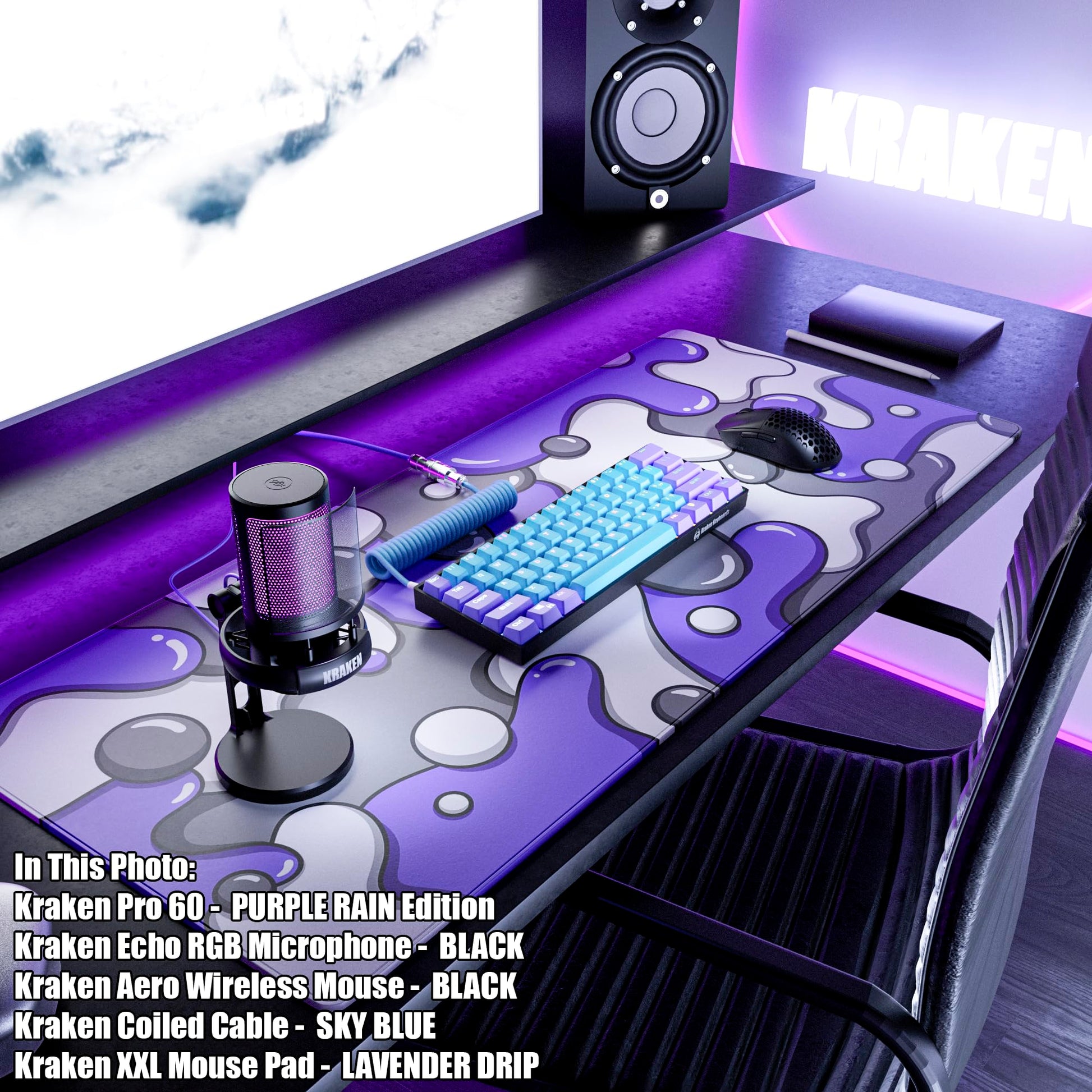 Kraken Gaming Mouse Pad Large Purple XXL Mouse Pad for Gaming - Desk Mat for Keyboard - Thick