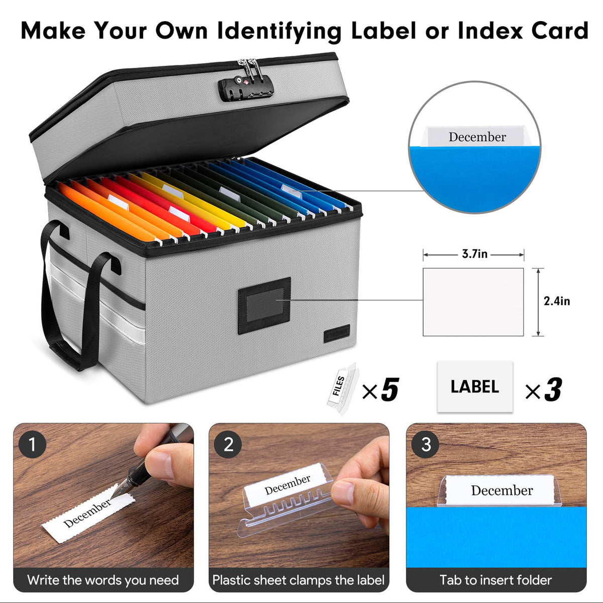 Fireproof File Oganizer with Lock, 2 Layer Fireproof Document Box Storage