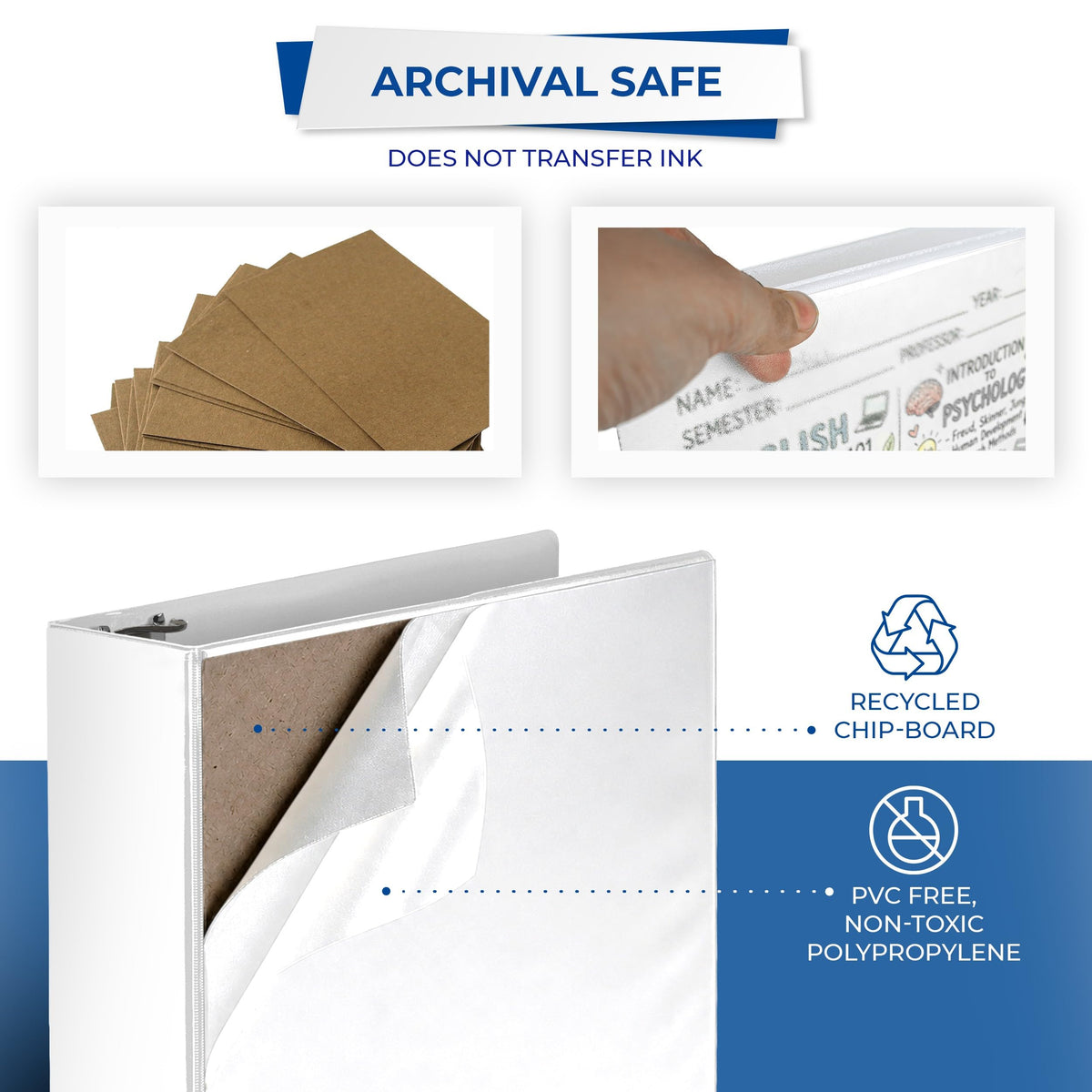 Samsill 3 Inch 3 Ring Binders, Economy Round Ring, Clear View Cover, 550 Sheet Capacity - for