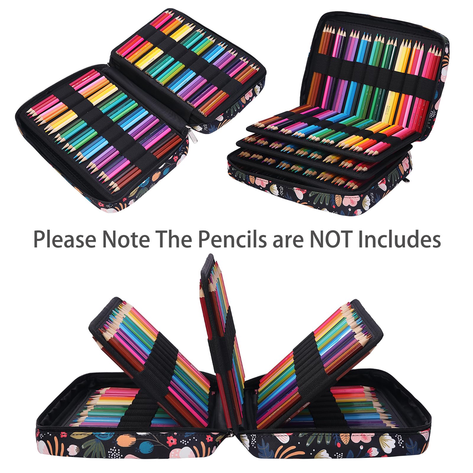BOMKEE Colored Pencil Case 220 Slots Pencils/Gel Pens Organizer Waterproof Travel Case Zipper