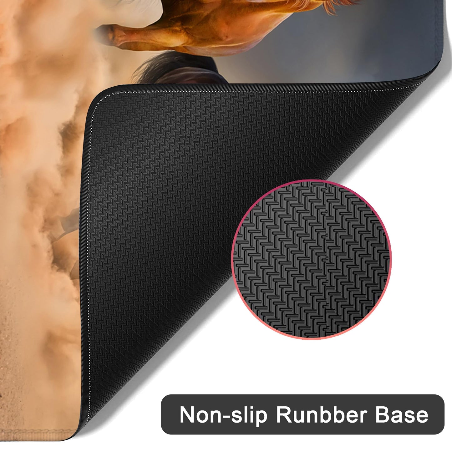 Horse Herd Run in Desert Desk Mat for Desktop,Extended Gaming Mouse Pad,Non-Slip Rubber Base