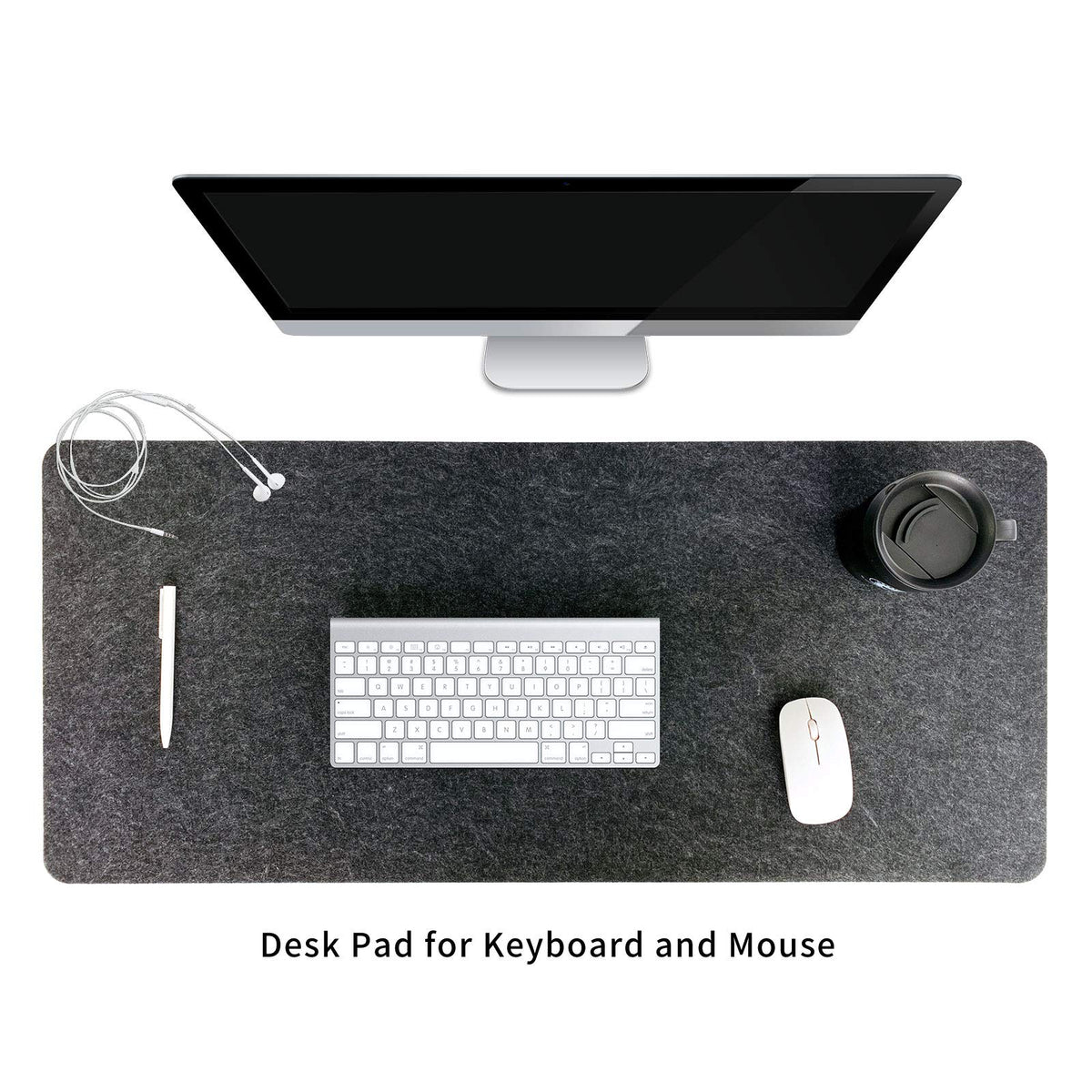 DAWNTREES Felt Desk Mat,Full Keyboard Mat,36" x 16",Dark Gray