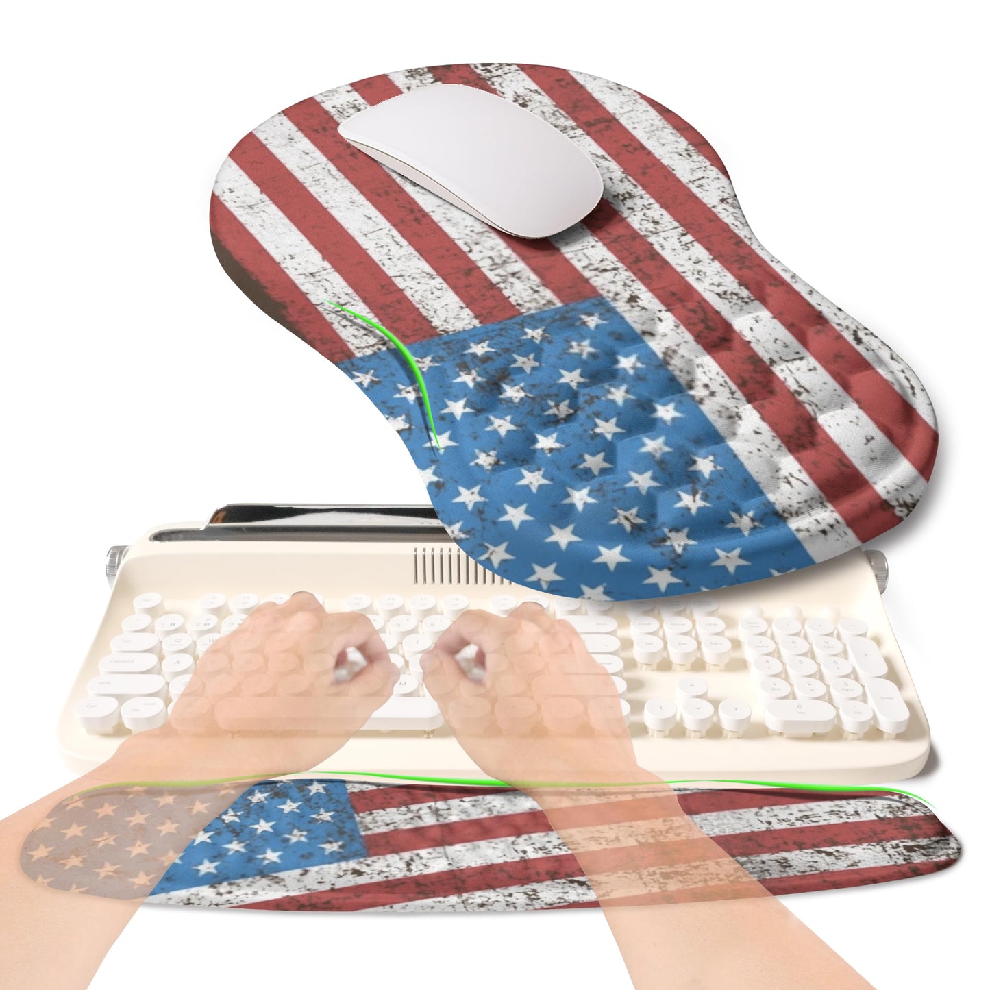 KUOSGM 2-in-1 Ergonomic Set, Wave Rise Keyboard Wrist Rest and Massage Bulge Slope Mouse Pad Wrist