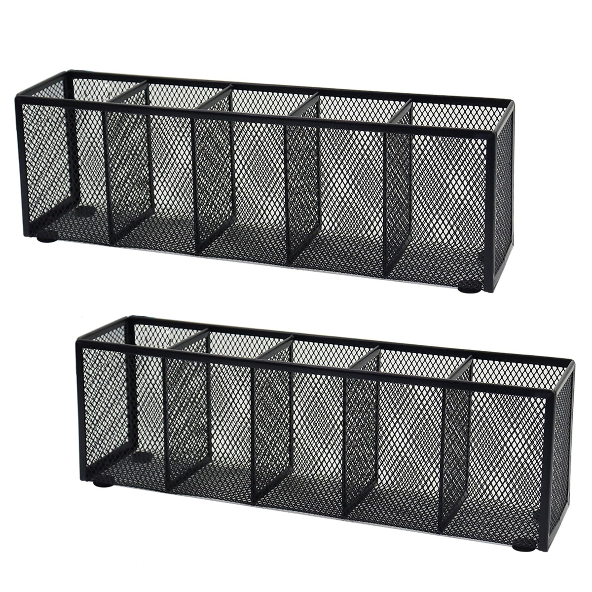 Flytreal 2PCS Black Mesh Pen Pencil Holder, Small Metal Desk Organizer Desktop Stationery Office