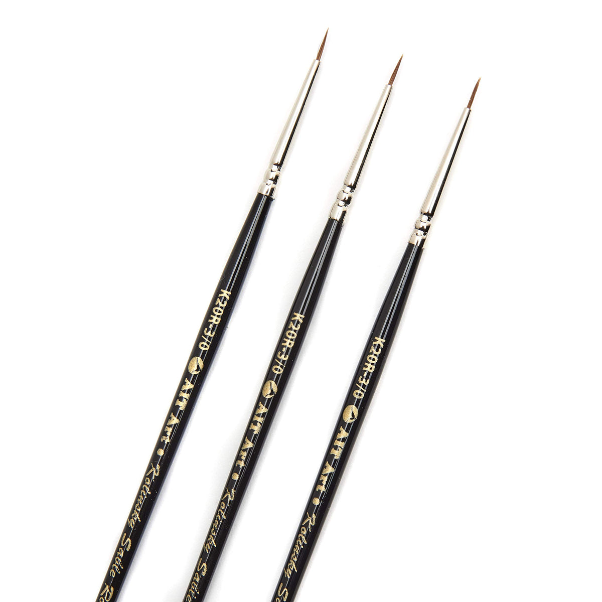 AIT Art Premium Round Detail Kolinsky Paint Brushes, Size 3/0, Pack of 3, Pure Russian Red Sable