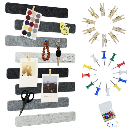 YOUDEFUL 8Pcs Bulletin Board Strip, Felt Cork Board with 50 Pushpins