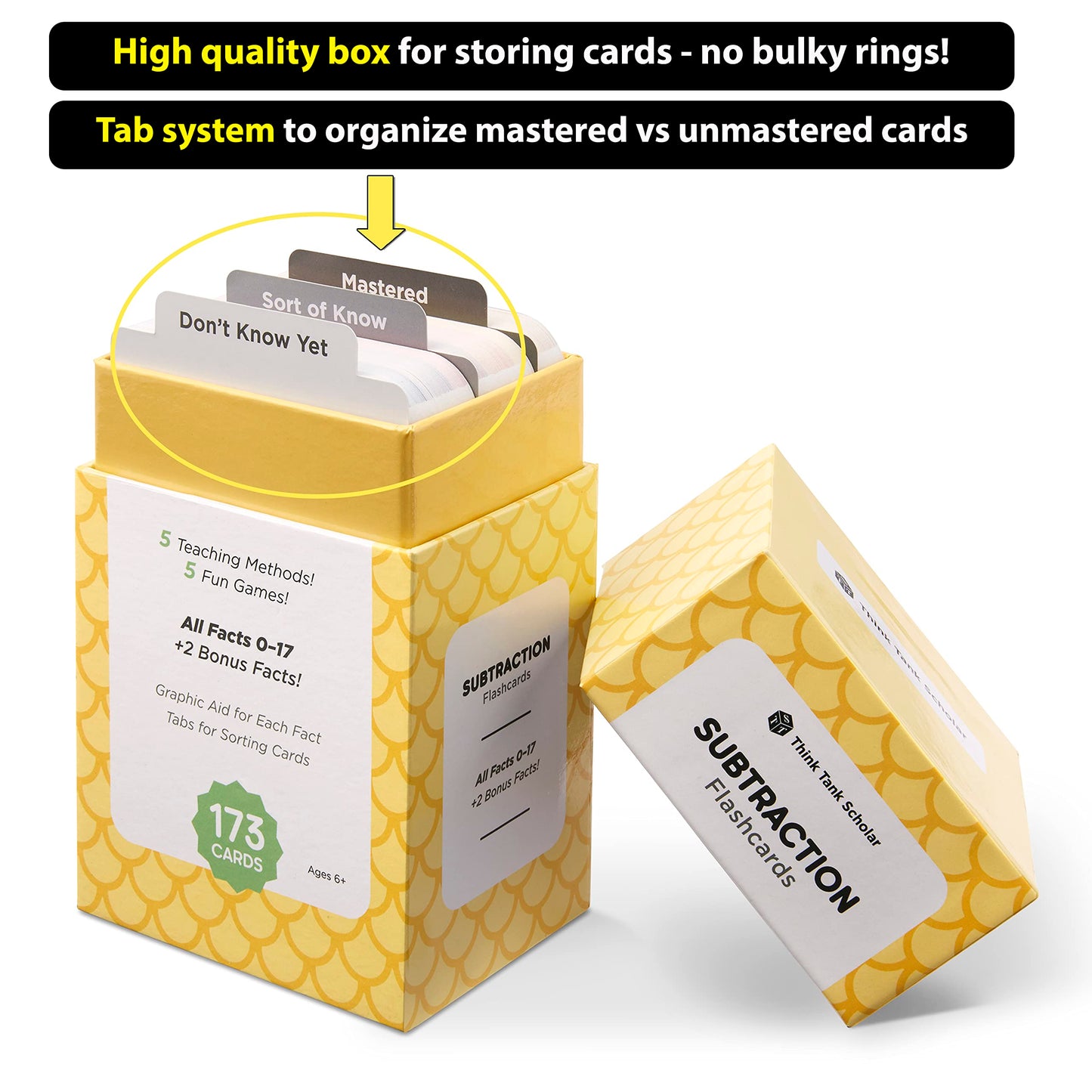 Think Tank Scholar 173 Subtraction Flash Cards Set (Award Winning) All Facts 0-17 Answer on Back