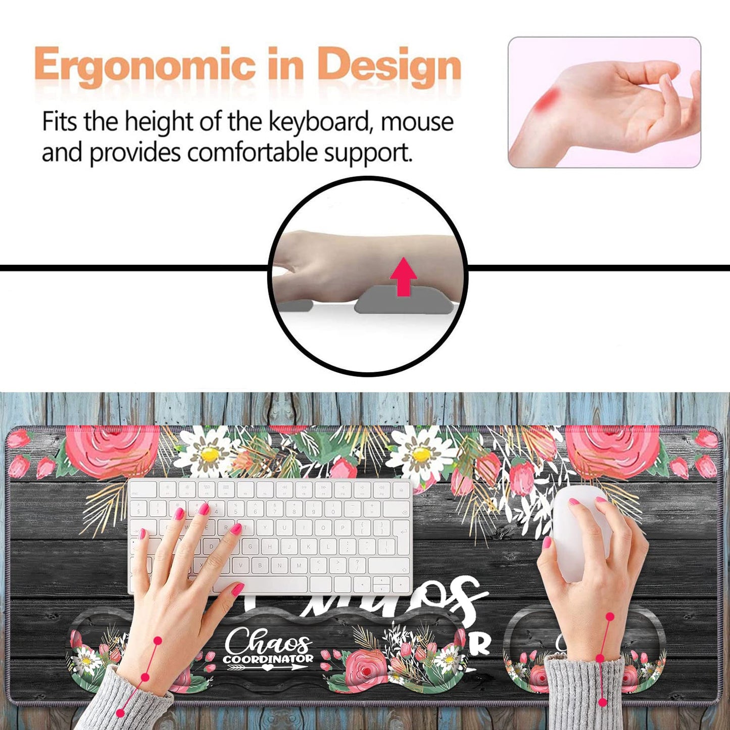 Ergonomic Keyboard Wrist Rest & Mouse Pad Wrist Rest Set,Large XXL Gaming Desk Mat 31.5"x