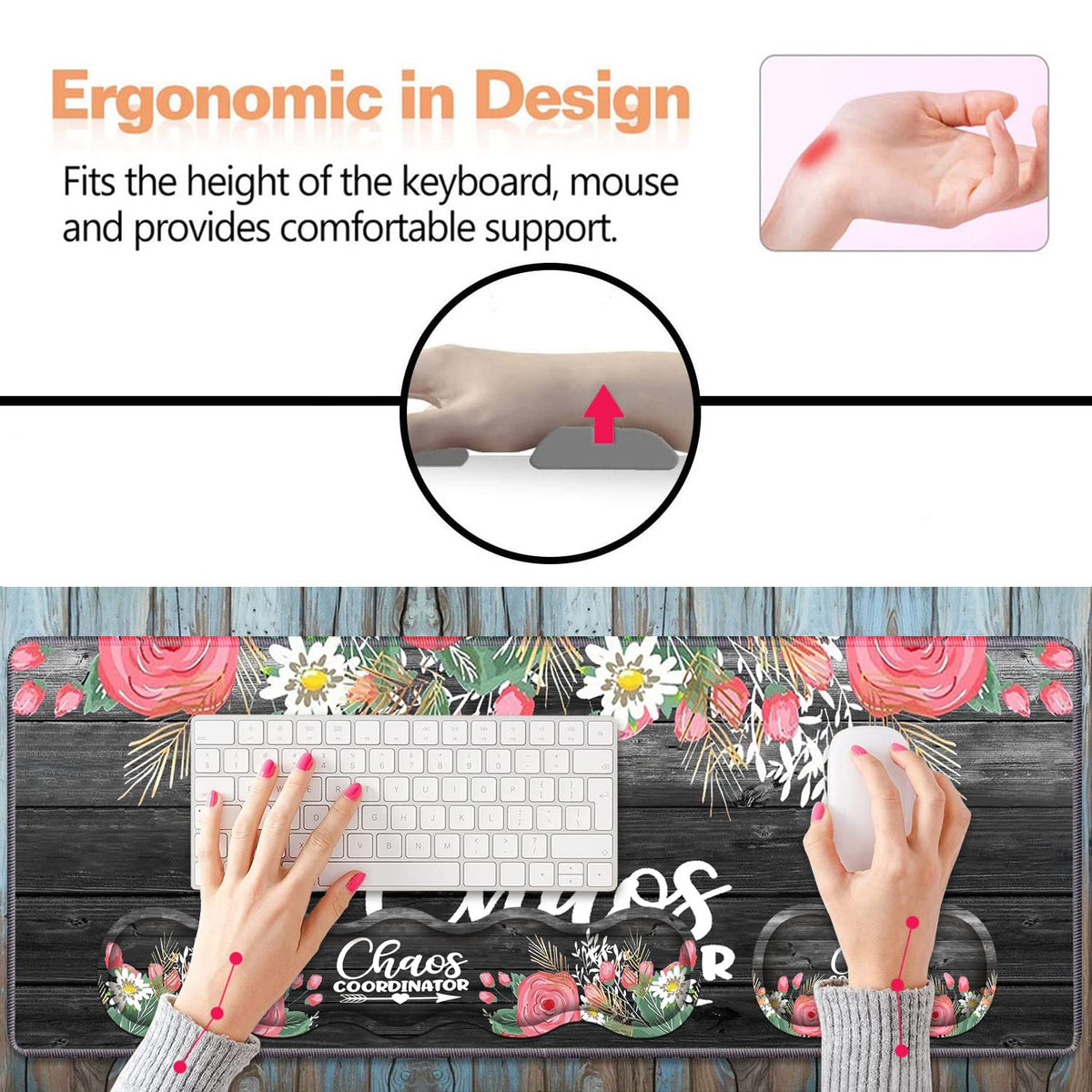 Ergonomic Keyboard Wrist Rest & Mouse Pad Wrist Rest Set,Large XXL Gaming Desk Mat 31.5"x