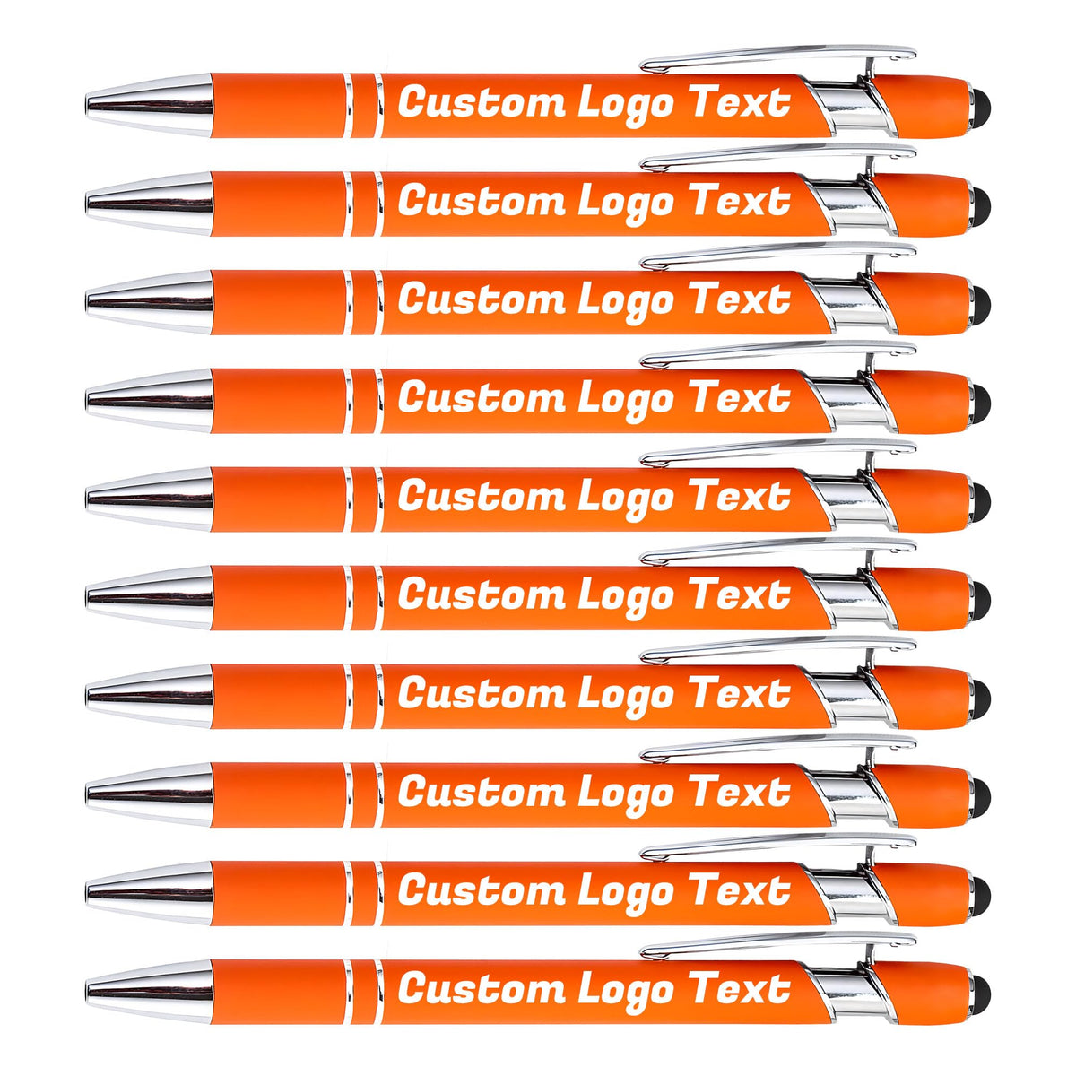 HEYZARDA Custom Pens Ballpoint with Stylus for Events, Orange, 10 Pcs