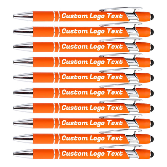 HEYZARDA Custom Pens Ballpoint with Stylus for Events, Orange, 20 Pcs