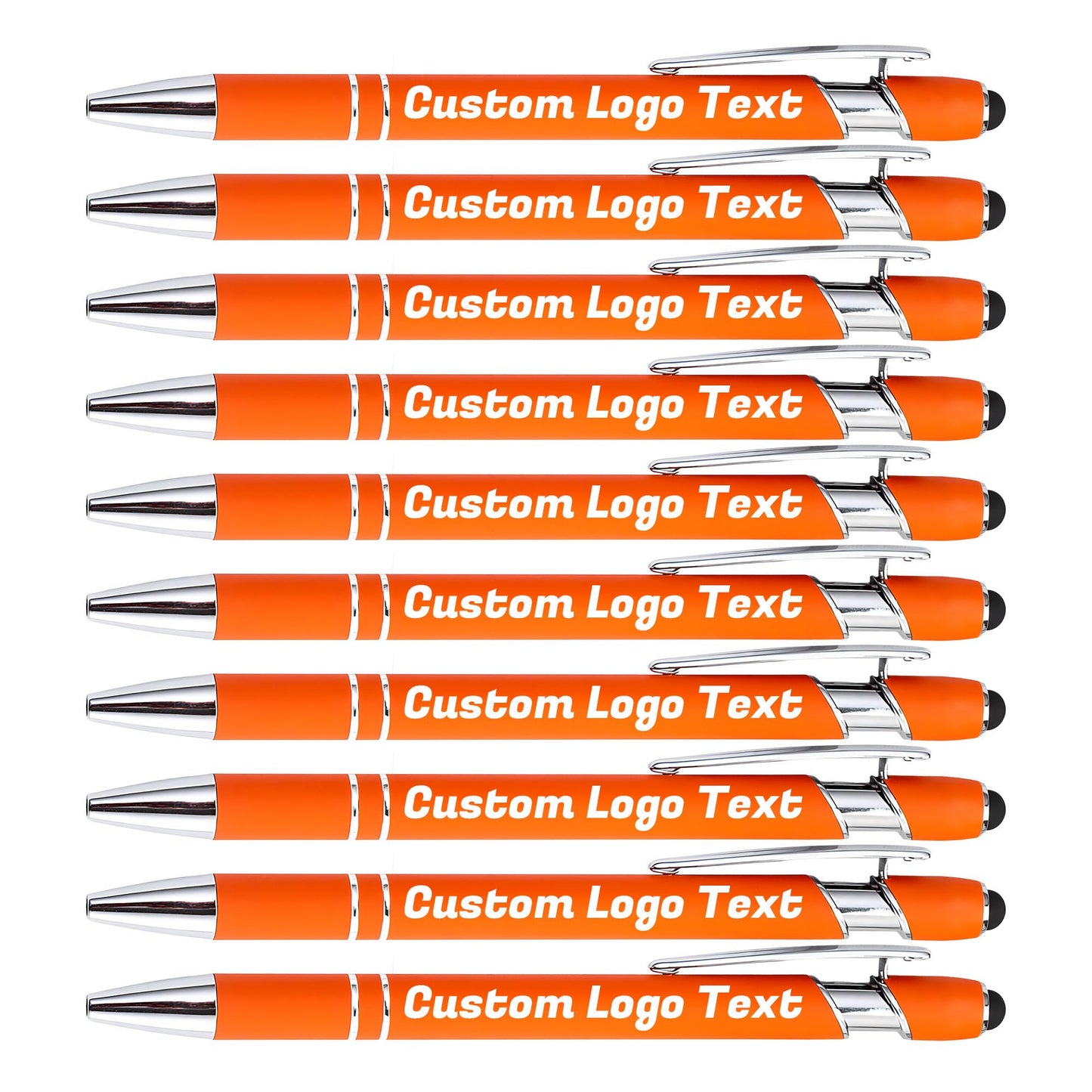 HEYZARDA Custom Pens Ballpoint with Stylus for Events, Orange, 50 Pcs
