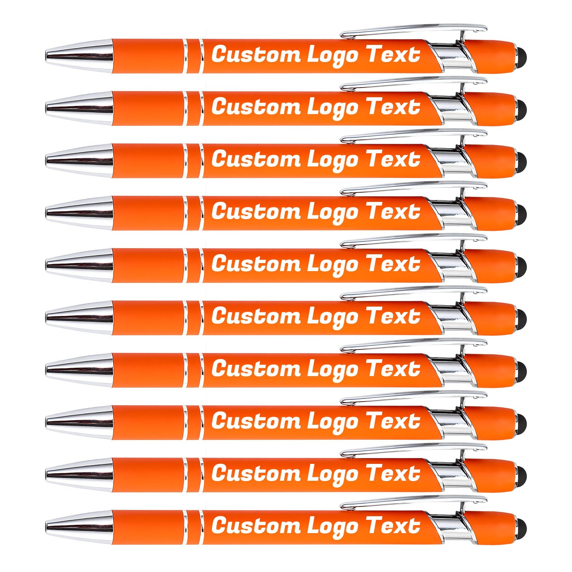 HEYZARDA Custom Pens Ballpoint with Stylus for Events, Orange, 50 Pcs