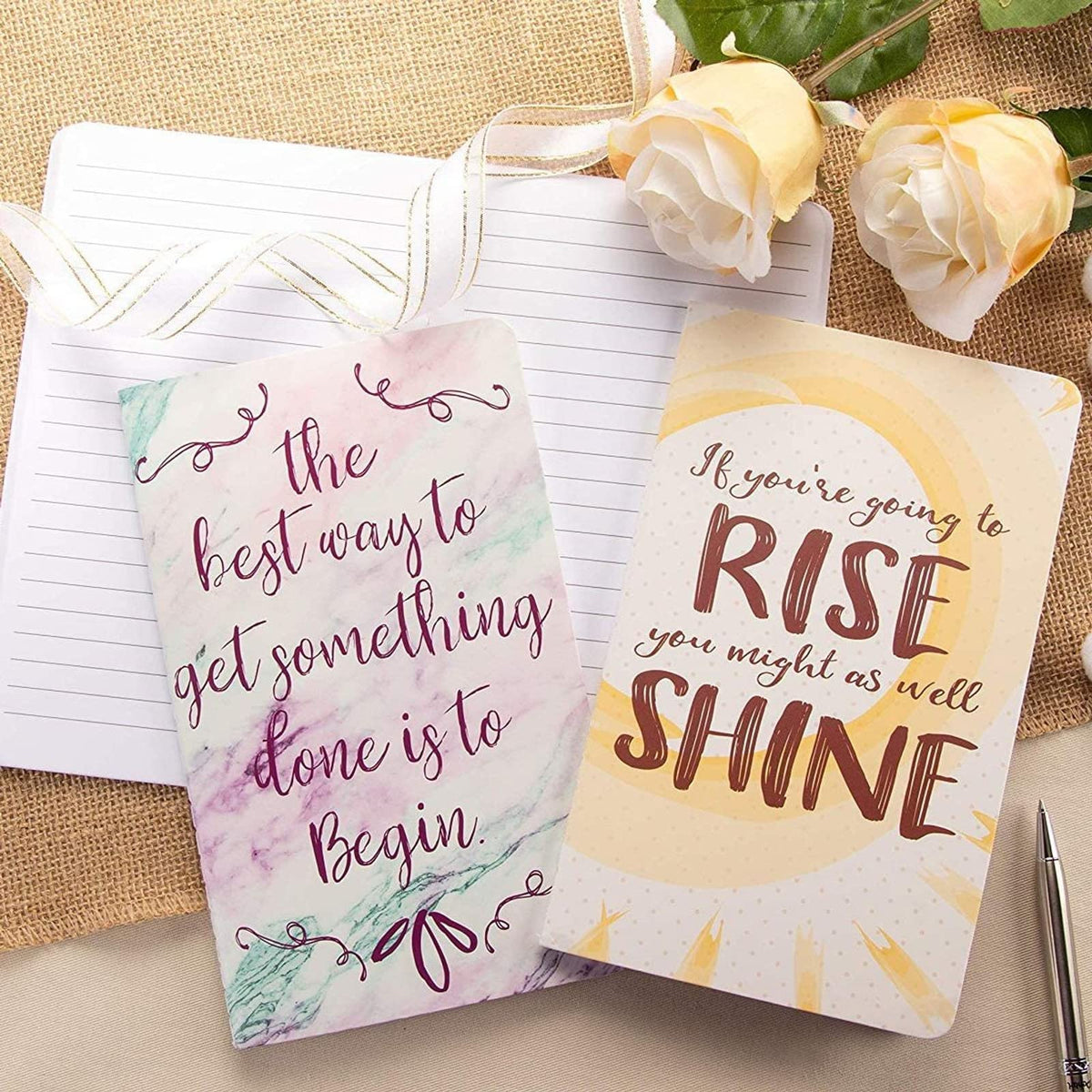 Paper Junkie 8 Pack Inspirational Notebooks with Motivational Quotes Bulk, 5x8 Lined Journals for