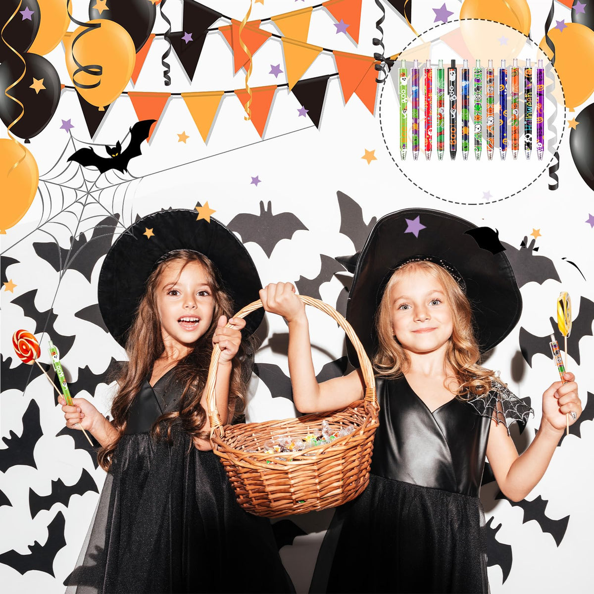 Leinuosen 72 Pcs Halloween Ballpoint Pen Bulk Ghost Gel Ink Pen Gift