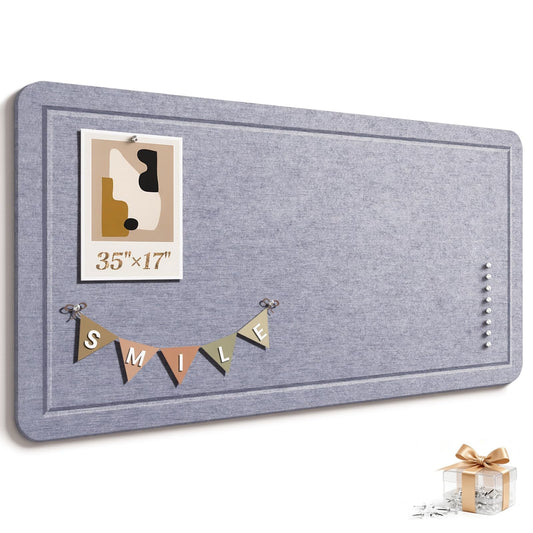 Large Bulletin Board, 35 X 17 Inches Felt Cork Board with 40 Pushpins, Foldable Felt Notice Pin