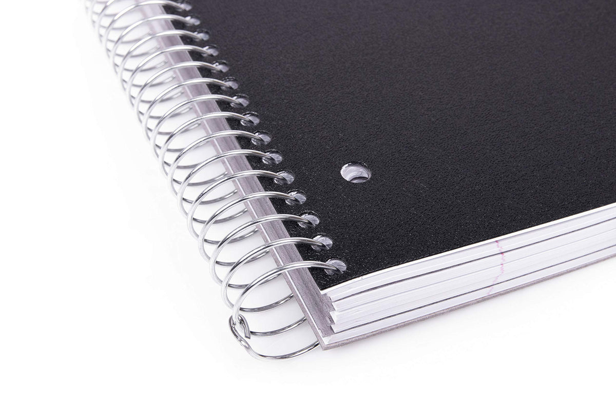 Mintra Office Durable Spiral Notebooks, 5 Subject (Black, Wide Ruled 1pk)