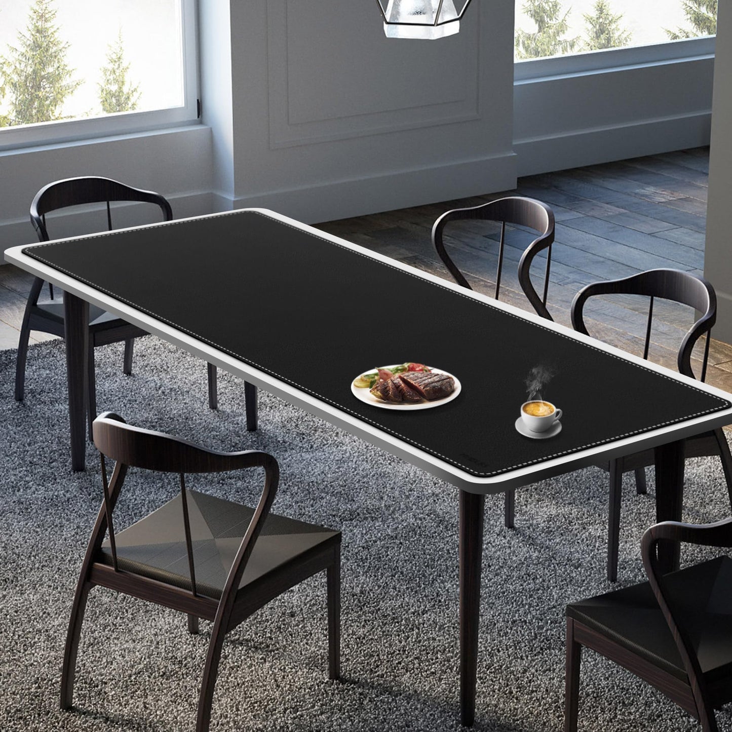 Mydours 67" x 24" Extended PU Leather Gaming Desk Mouse Pad Mat, (Black)
