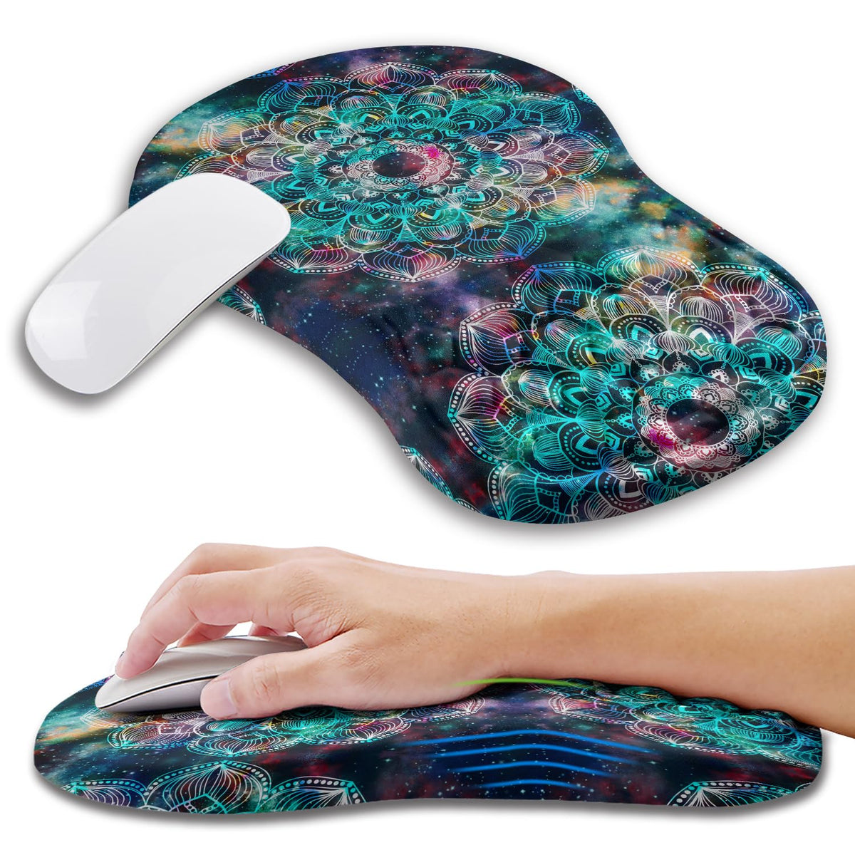 Kuosgm Ergonomic Mouse Pad Wrist Support with Memory Foam Massage Bulge, Carpal Tunnel Pain Relief