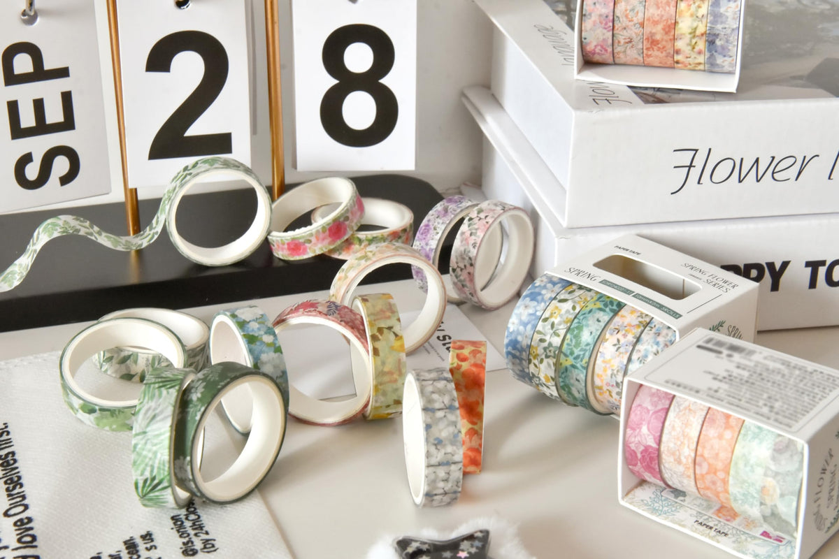 YUBX Flowers Washi Tape Set 60 Rolls Floral Patterns Decorative Skinny Blooms Masking Tapes for