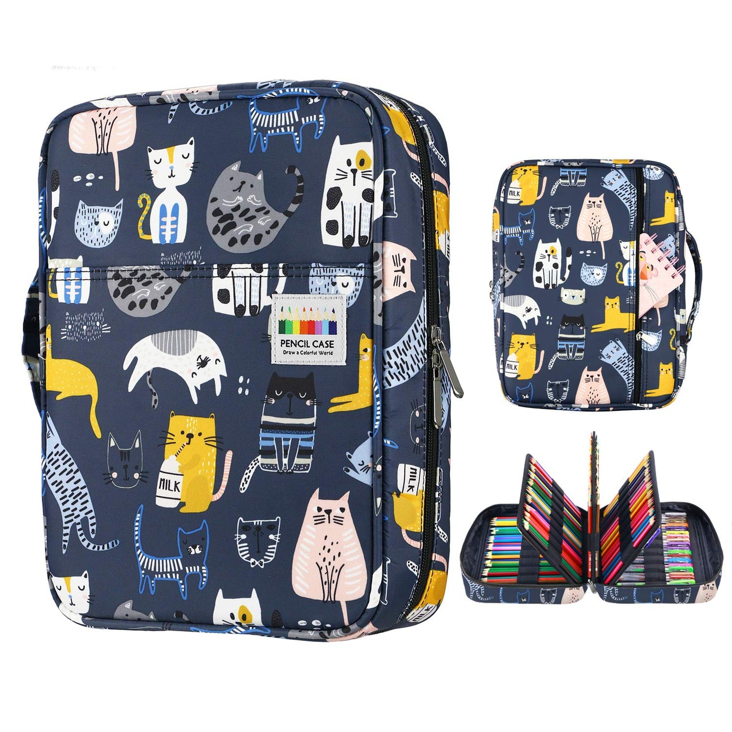 YOUSHARES Colored Pencil Case 220 Slots Pen Case Organizer With Handy Wrap & Zipper, Multilayer