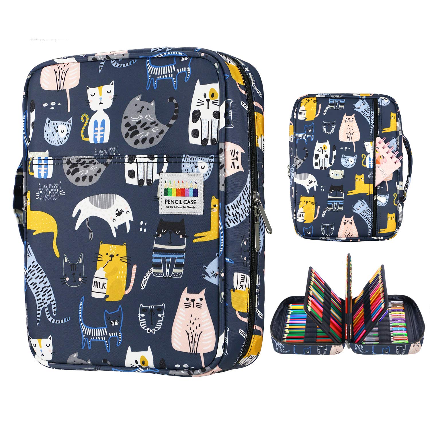 YOUSHARES Colored Pencil Case 220 Slots Pen Case Organizer With Handy Wrap & Zipper, Multilayer
