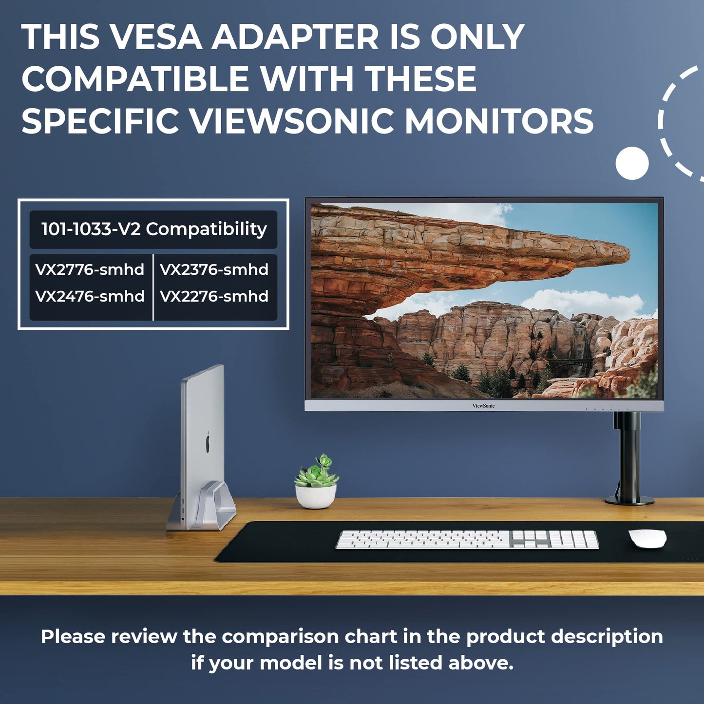 HumanCentric VESA Mount Adapter for Viewsonic VXSeries 75x75 & 100x100mm