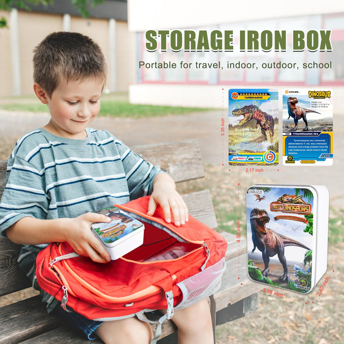 IKRUZZI 168 PCS Dinosaur Cards Set - Educational Learning Flash Cards, Collectible Trading Cards
