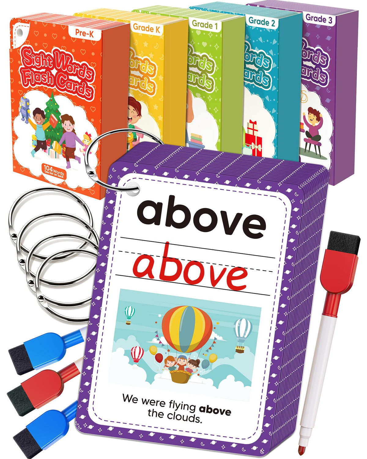 520 Sight Words Flash Cards Kindergarten, 1st 2nd 3rd Grade Reading Books