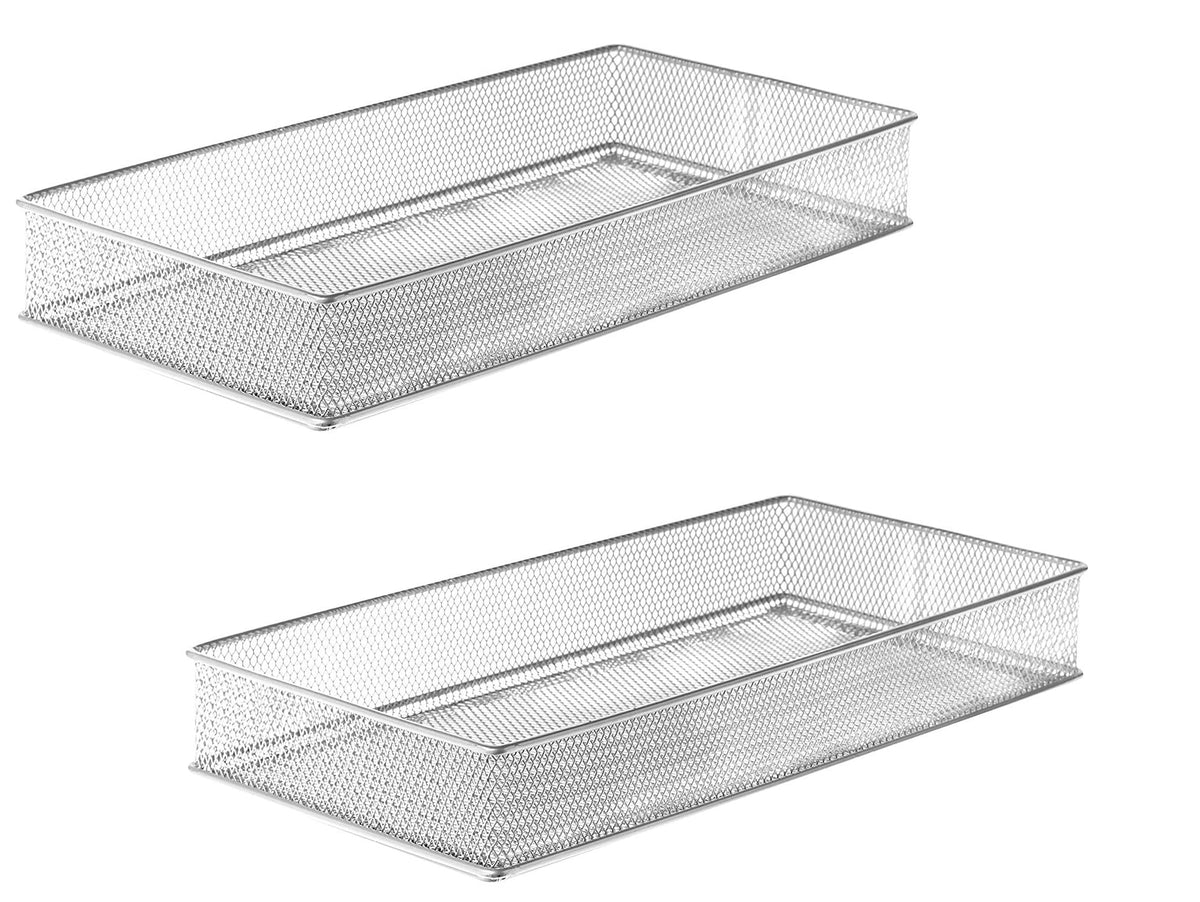 YBM HOME Silver Mesh Drawer Cabinet and or Shelf Organizer Bins, School Supply Holder Office