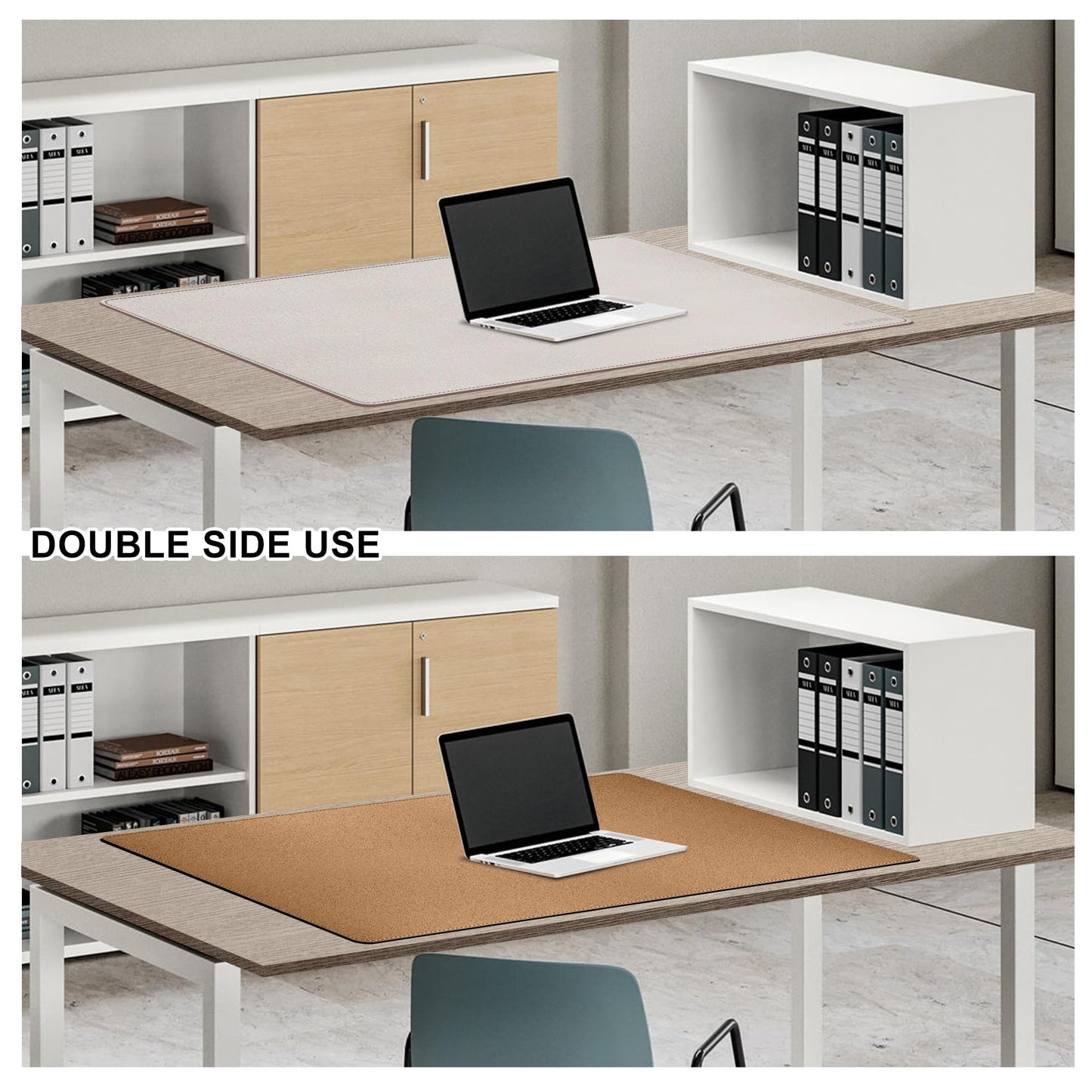 MAIDERN 40”x 24” Leather Desk Pad, Reversible Large Desk Mat, Cork & Leather Large Mouse pad for