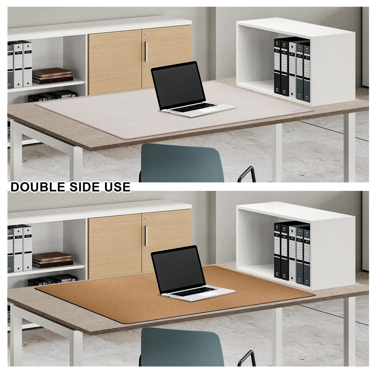 MAIDERN 40”x 24” Leather Desk Pad, Reversible Large Desk Mat, Cork & Leather Large Mouse pad for