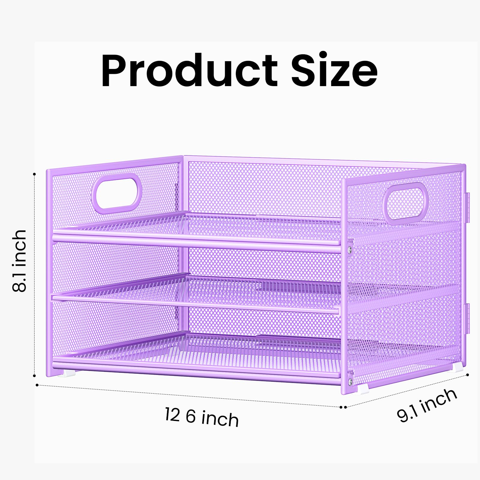 Paper Organizer with Handle,2P-3 Tier Purple Desk Organization Set