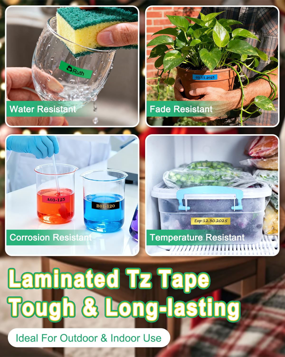 Lonitul 5PK 12mm 0.47 TZ Tape Gold/Black/Red/Blue/Green Laminated Colored