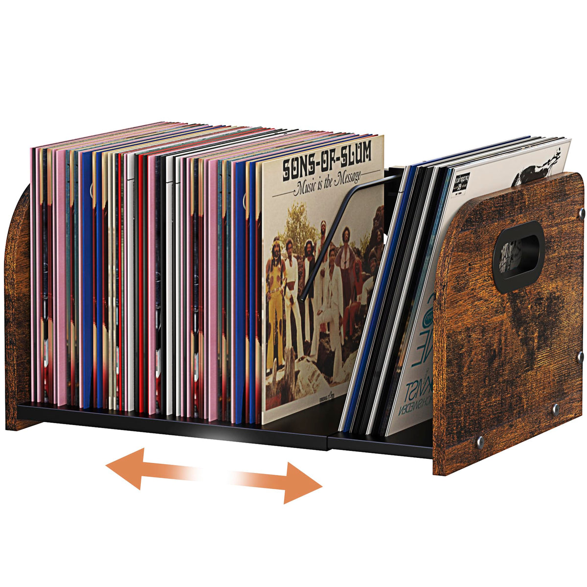 RUILALIFE Vinyl Record Storage Holder, Expandable Record Holder Rack With Movable Divider, 110 LP