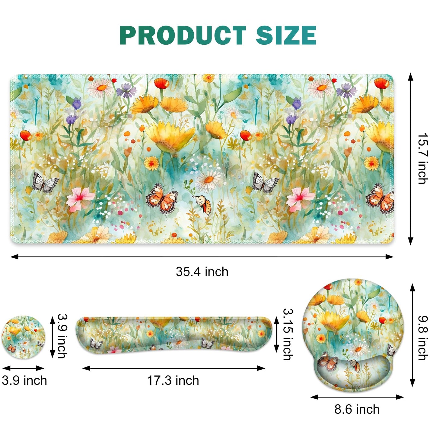 Gaming Mouse Pad, Large Desk Mat, Cute Desk Pad Protector 4in1 XXL Mousepad
