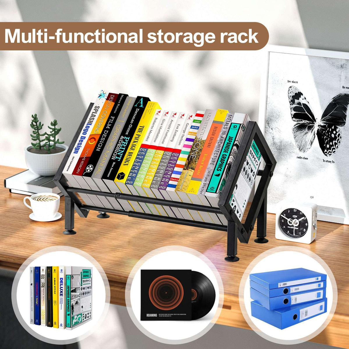 Adjustable Desktop Bookshelf for Desk Book Organizer, Tilting Tabletop Bookshelf in Office