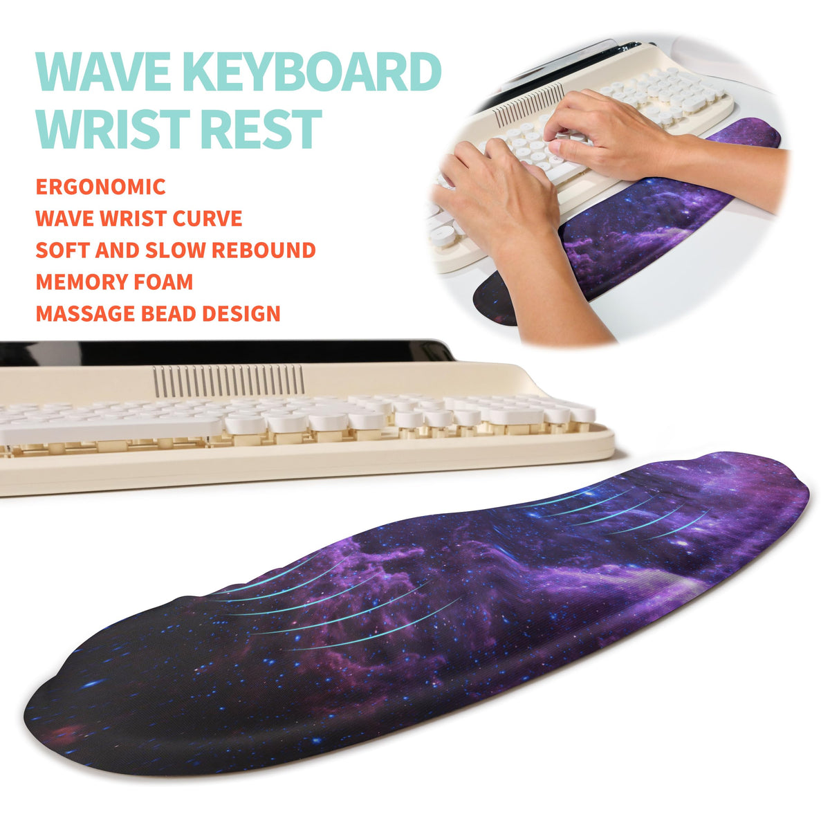 KUOSGM 2-in-1 Ergonomic Set, Wave Rise Keyboard Wrist Rest and Massage Bulge Slope Mouse Pad Wrist