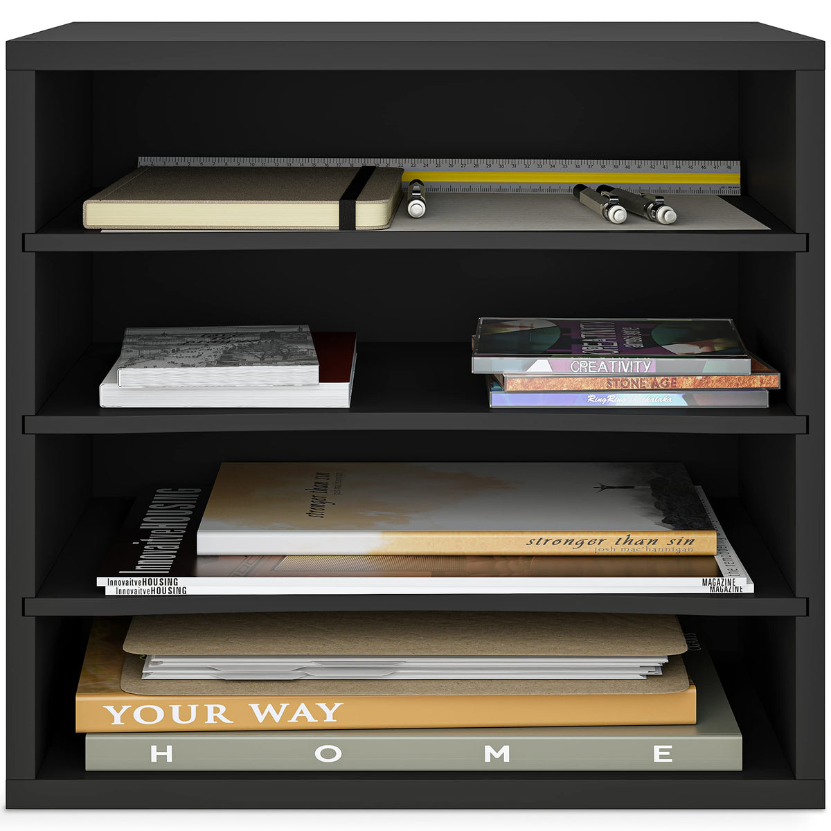 Ballucci 4-Tier Paper Organizer for Desk, Stackable Tray, Desk Storage Organizer Shelves, Stacking