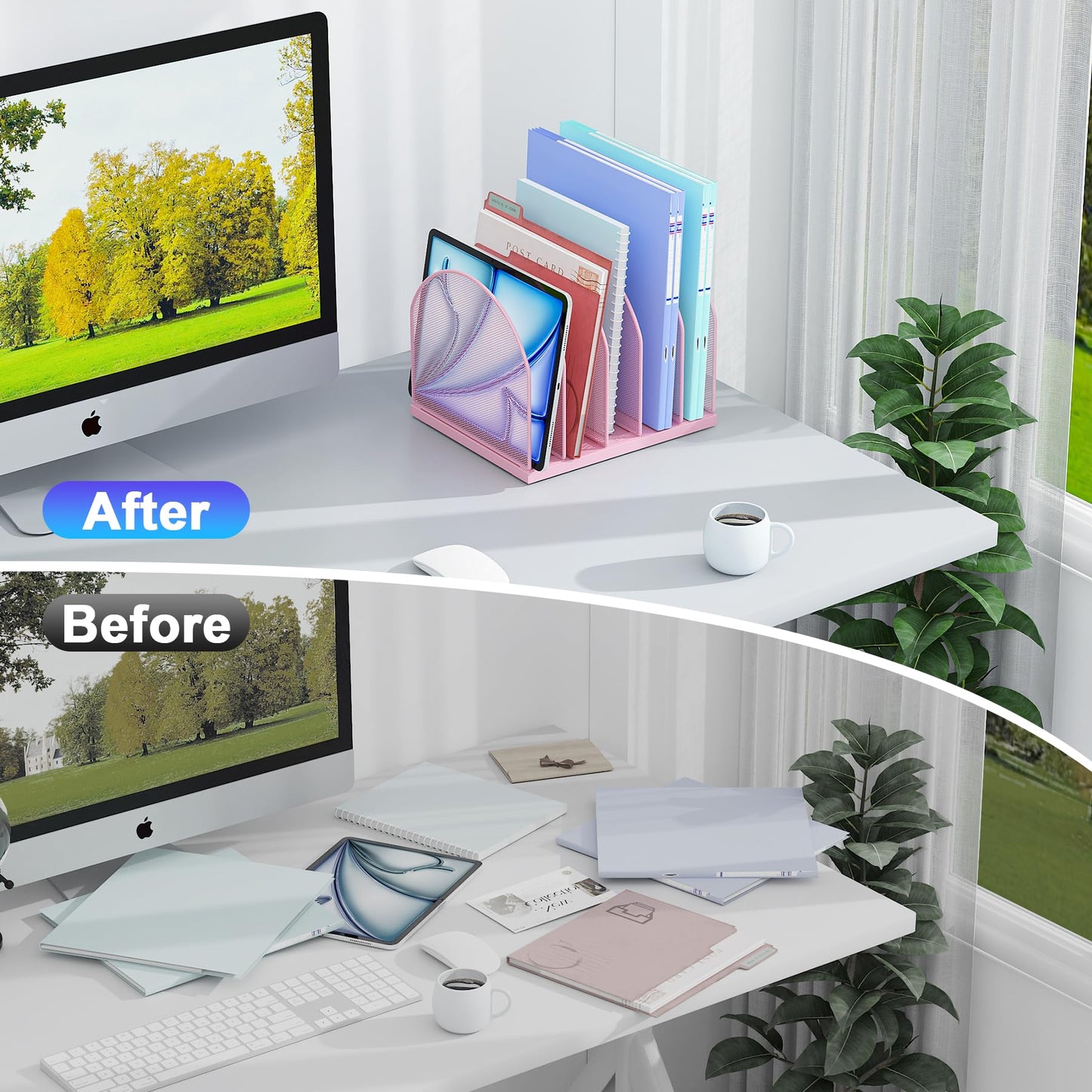 gianotter Desktop File Organizer with 5 Compartments